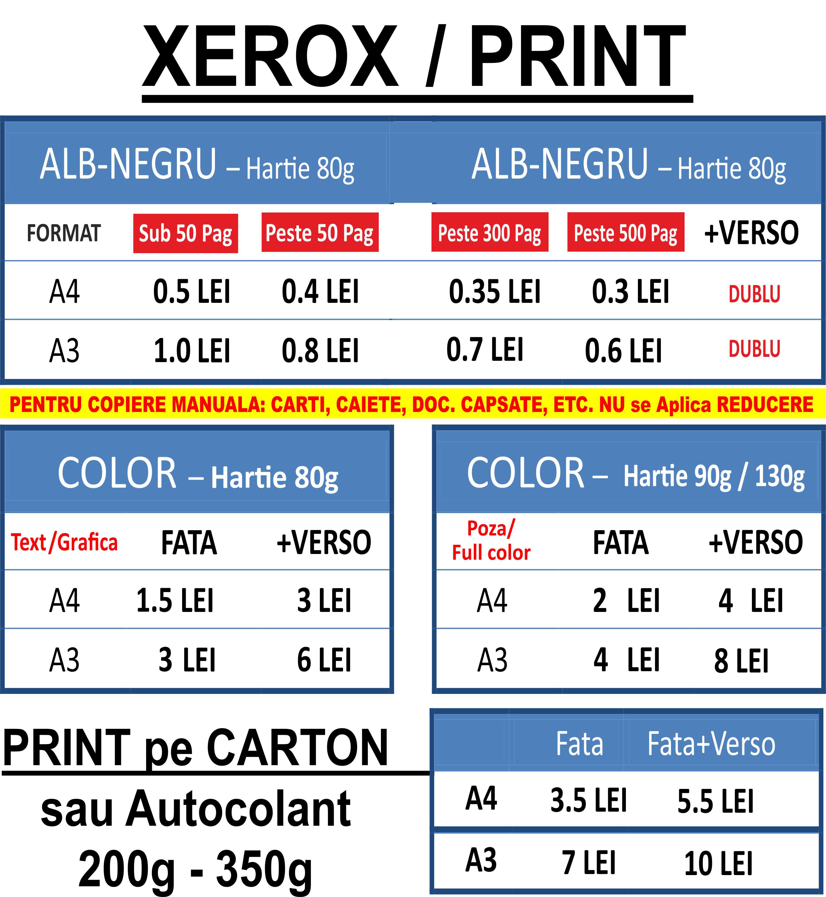 Preturi Xerox copiere si printare Print Shop