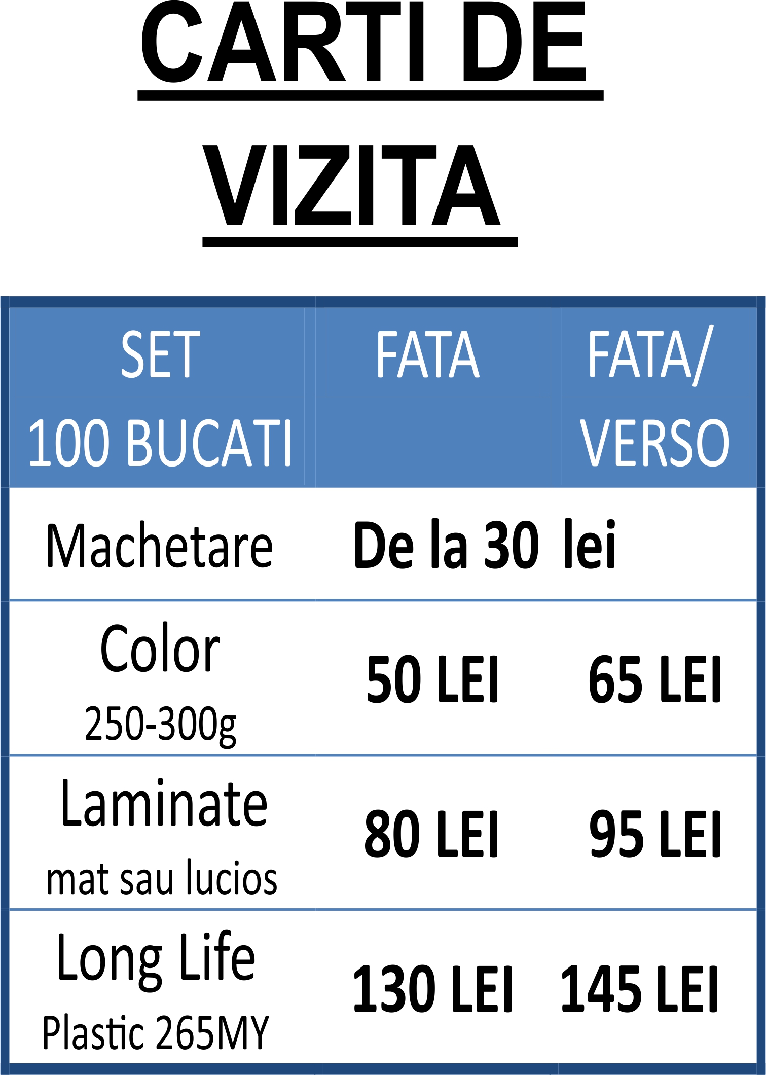 preturi carti de vizita Print Shop